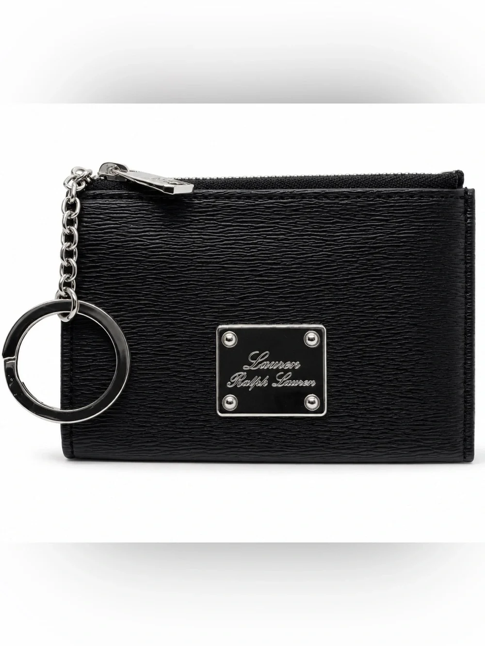 Lauren Ralph Lauren Black Textured Keyring Pouch